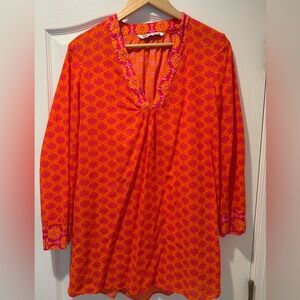 Zara Vibrant Orange & Pink Floral Tunic